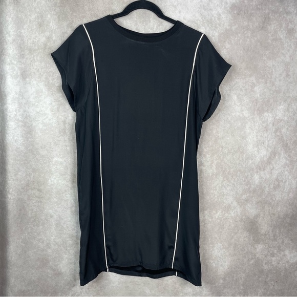 ATM Anthony Thomas Melillo Stripe Silk T-Shirt Dress In Black Size S - Picture 1 of 6